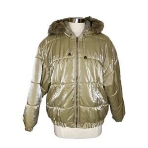 Vintage Braetan‎ Y2K Full Zip Hooded Faux Fur Trim Puffer Jacket Women's Medium